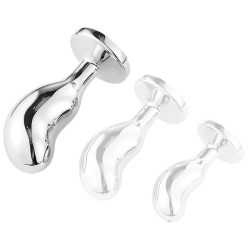 SM Fantasy Plug bijou Bean Silver L 9 x 3.5cm Rose